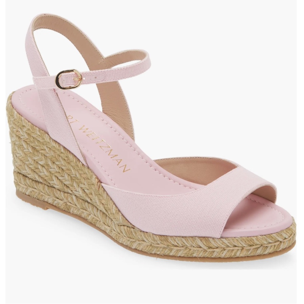 Stuart Weitzman Light Pink Espadrille Wedge Sandals